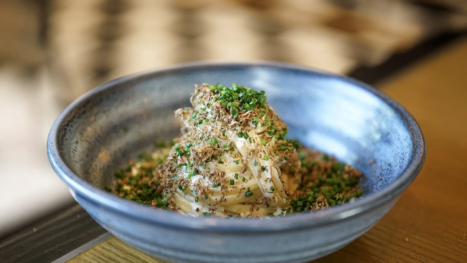 A delicious bowl of pasta with white truffles